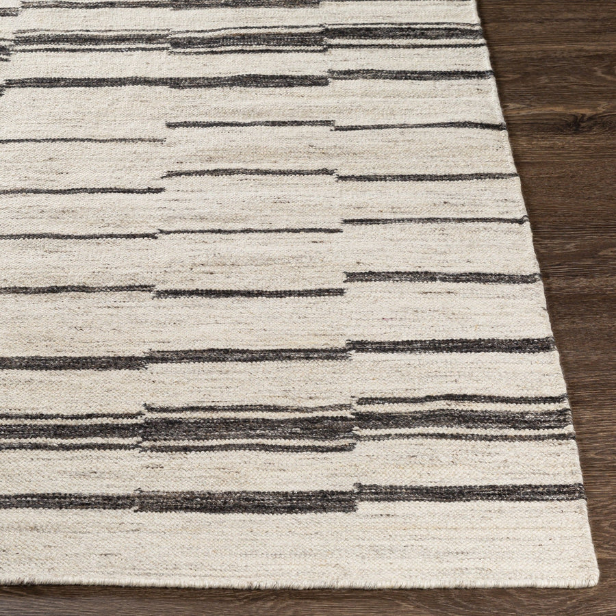 MAKI WOOL + VISCOSE FLAT RUG: NATURAL, BLACK