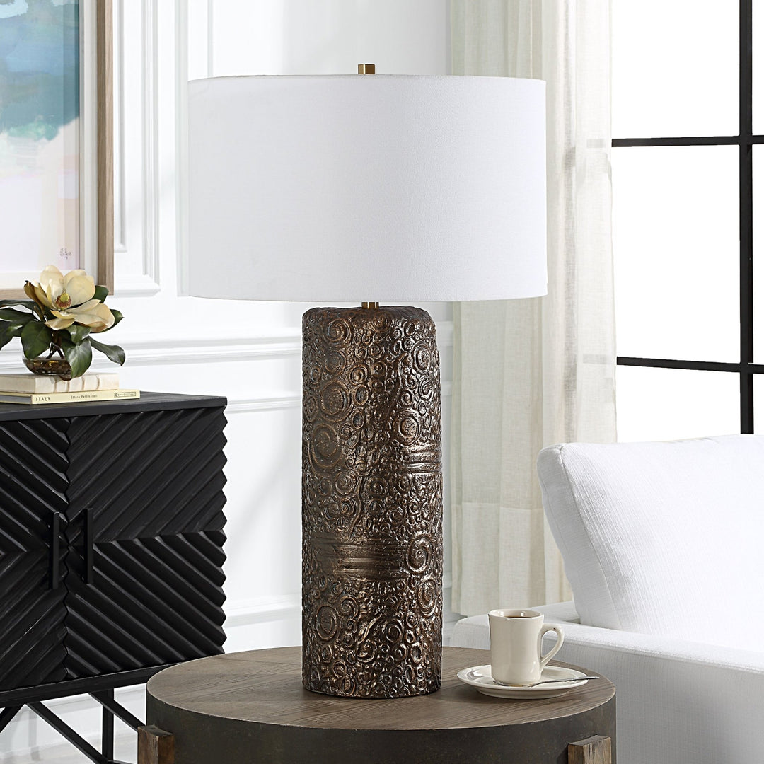 MALAGA AGED BRONZE CERAMIC TABLE LAMP