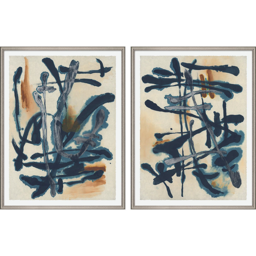 "MANGATA" METALLIC SILVER EMBELLISHED ART DIPTYCH