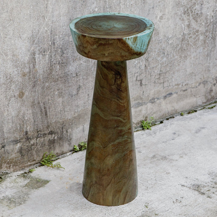 MANO BLUE - GREEN SUAR WOOD DRINK TABLE