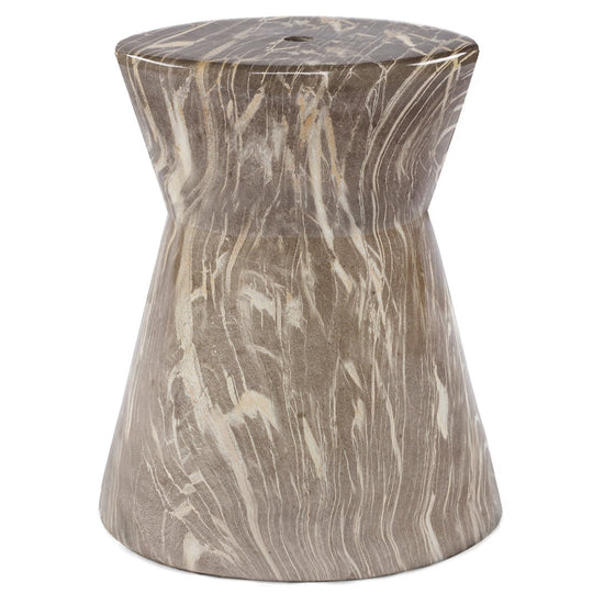 MARBLED CERAMIC GARDEN STOOL: SANDSTONE