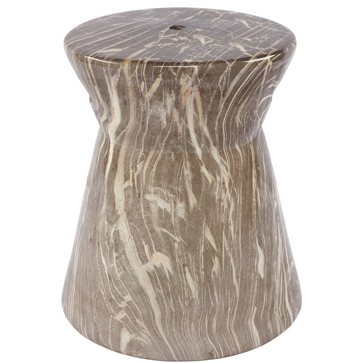 MARBLED CERAMIC GARDEN STOOL: SANDSTONE