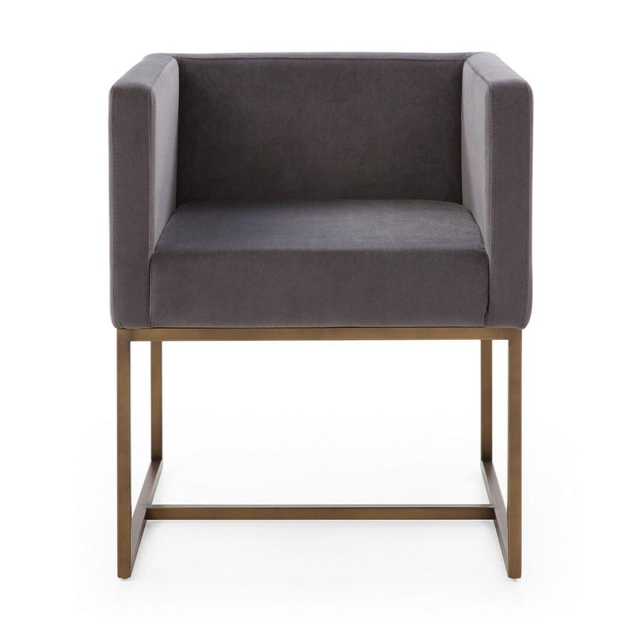 MARTY MODERN DARK GREY AND COPPER ANTIQUE BRASS DINING CHAIR