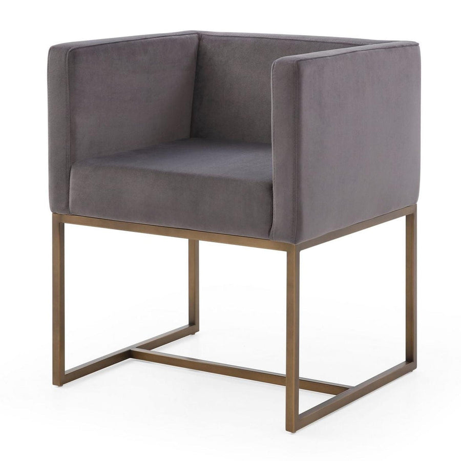 MARTY MODERN DARK GREY AND COPPER ANTIQUE BRASS DINING CHAIR