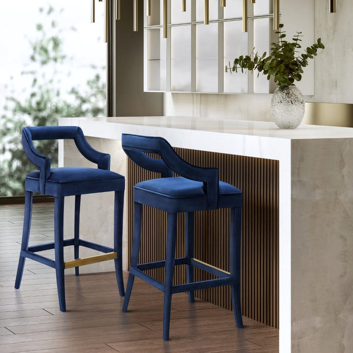 MAURA NAVY VELVET BAR STOOL