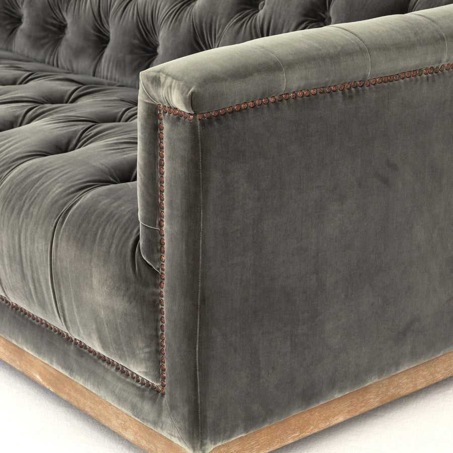 MAXX DISTRESSED VELVET SOFA: SAPPHIRE BIRCH