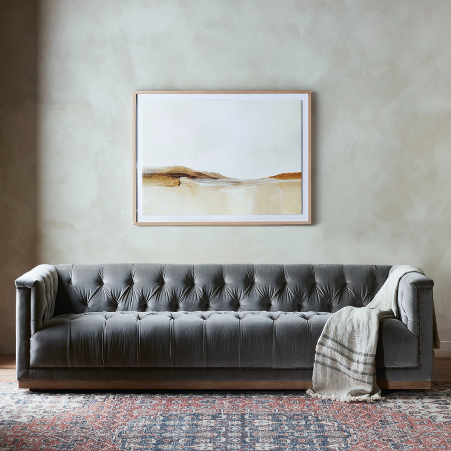 MAXX DISTRESSED VELVET SOFA: SAPPHIRE BIRCH