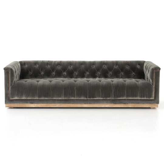 MAXX DISTRESSED VELVET SOFA: SAPPHIRE BIRCH