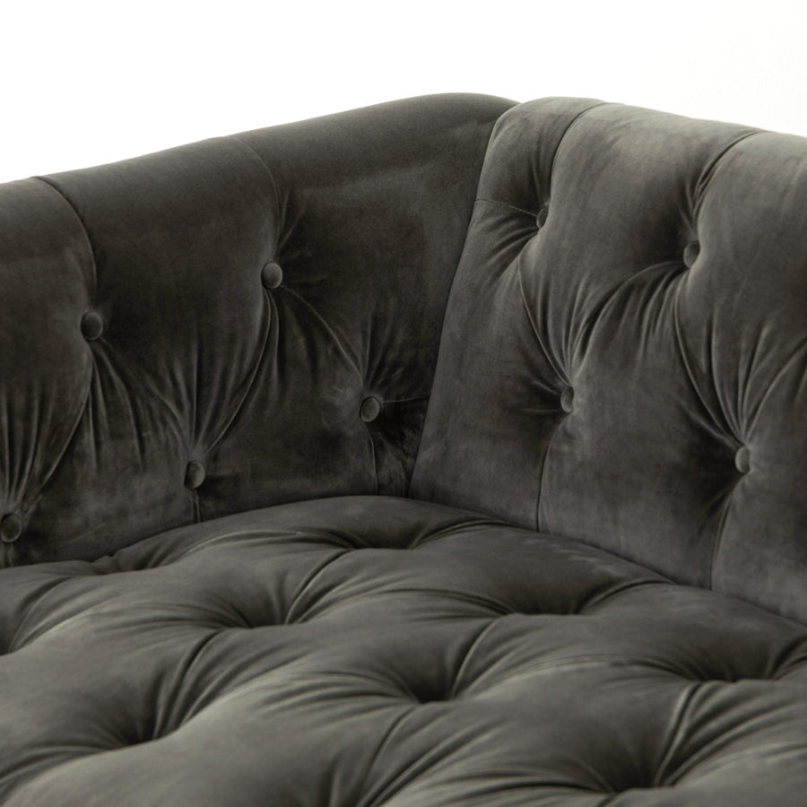 MAXX DISTRESSED VELVET SOFA: SAPPHIRE BIRCH