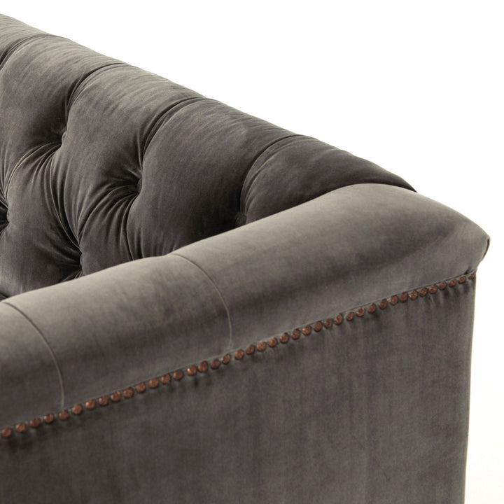 MAXX DISTRESSED VELVET SOFA: SAPPHIRE BIRCH