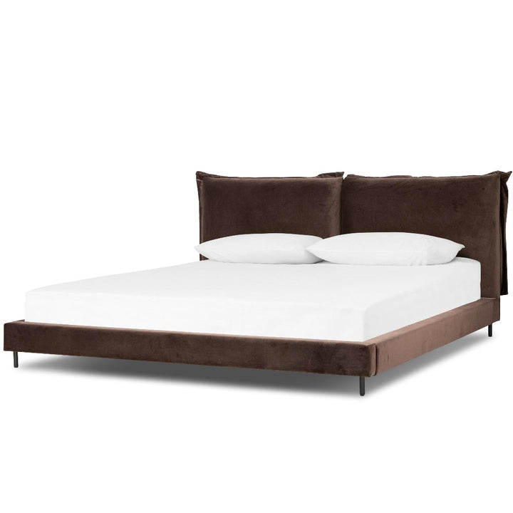 MEADOW COCOA VELVET UPHOLSTERED BED