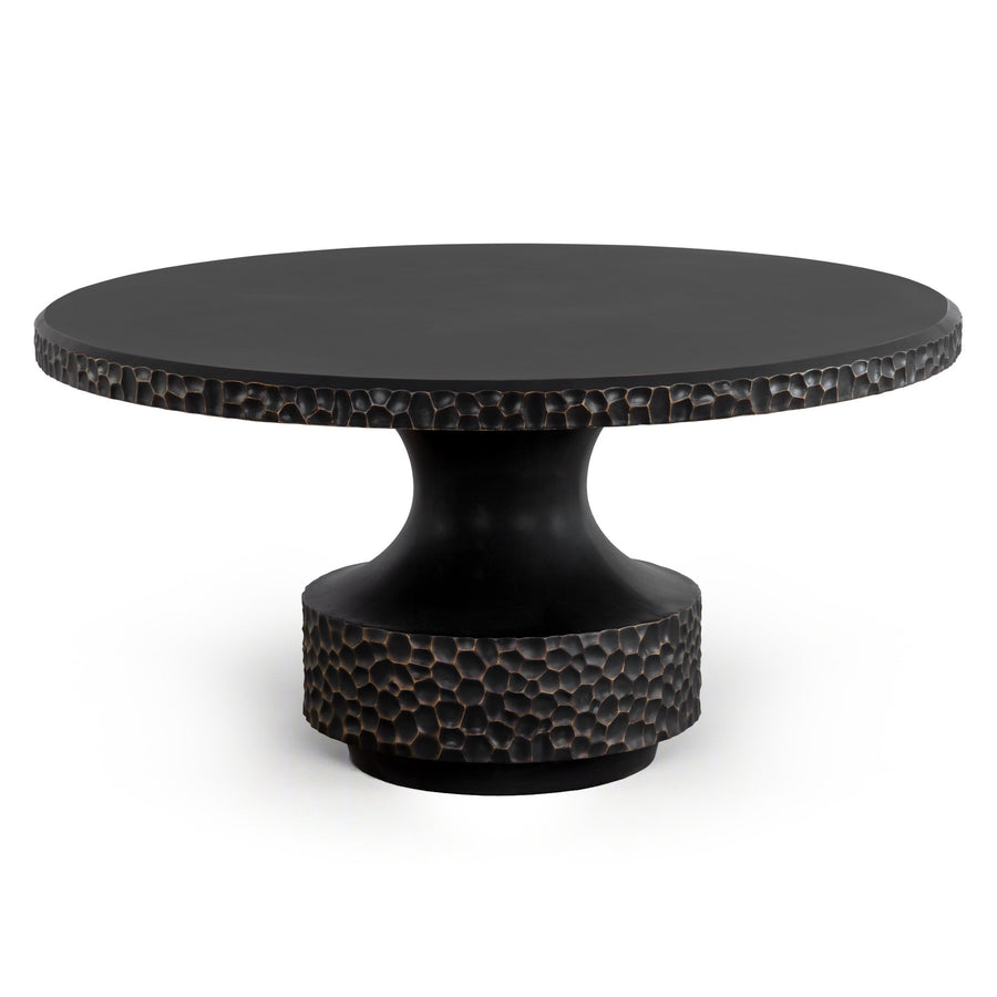 MERSIN 59"RD BLACK CONCRETE DINING TABLE - FRONT VIEW