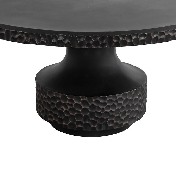 MERSIN 59"RD BLACK CONCRETE DINING TABLE - CLOSE VIEW