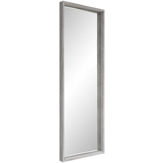 METALLIC SILVER BEADED FLOOR MIRROR
