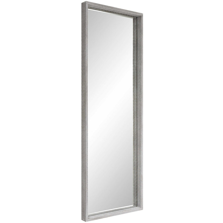 METALLIC SILVER BEADED FLOOR MIRROR