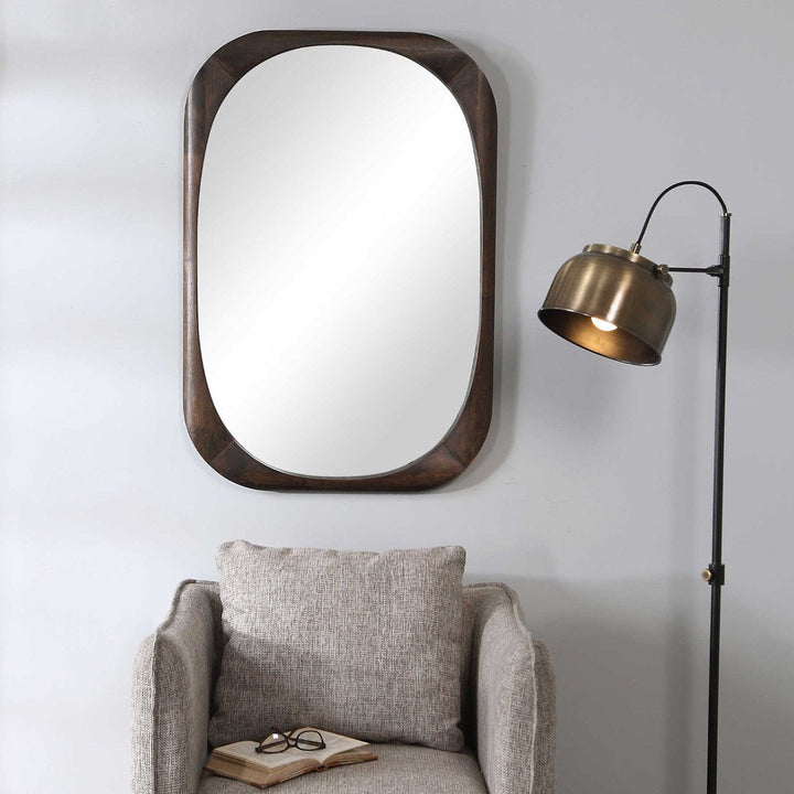 MID - CENTURY WALNUT WOOD MIRROR