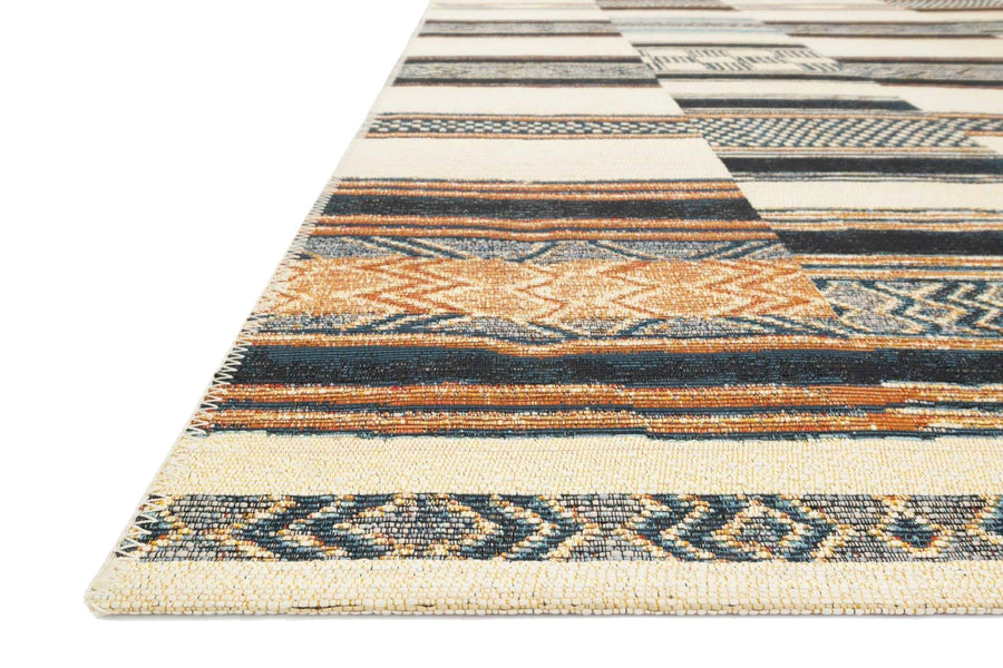 MIKA 04 INDOOR - OUTDOOR RUG: IVORY, BLUE, ORANGE