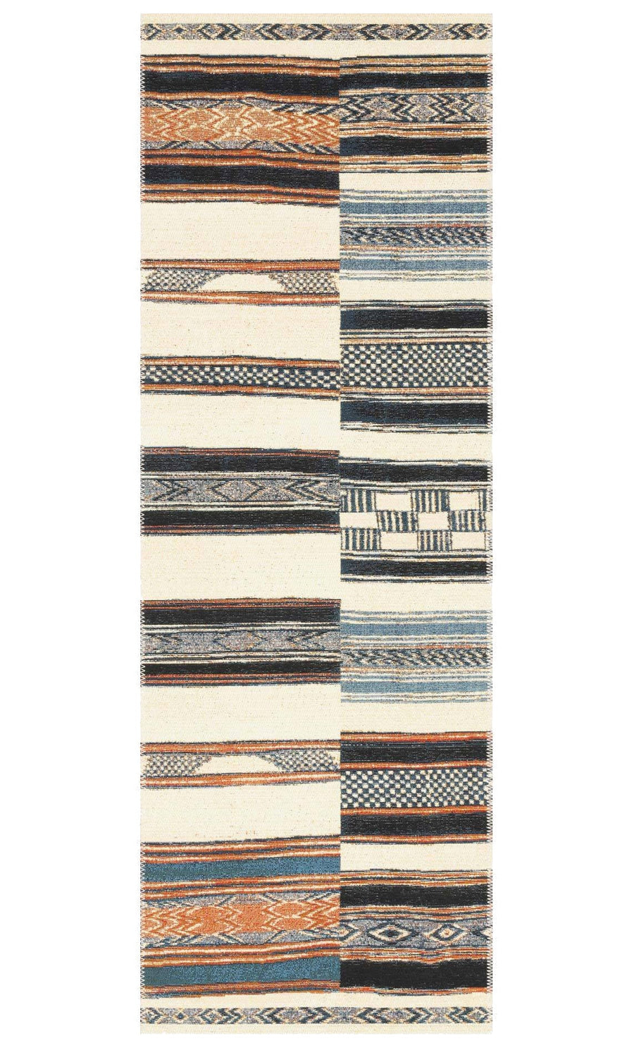 MIKA 04 INDOOR - OUTDOOR RUG: IVORY, BLUE, ORANGE