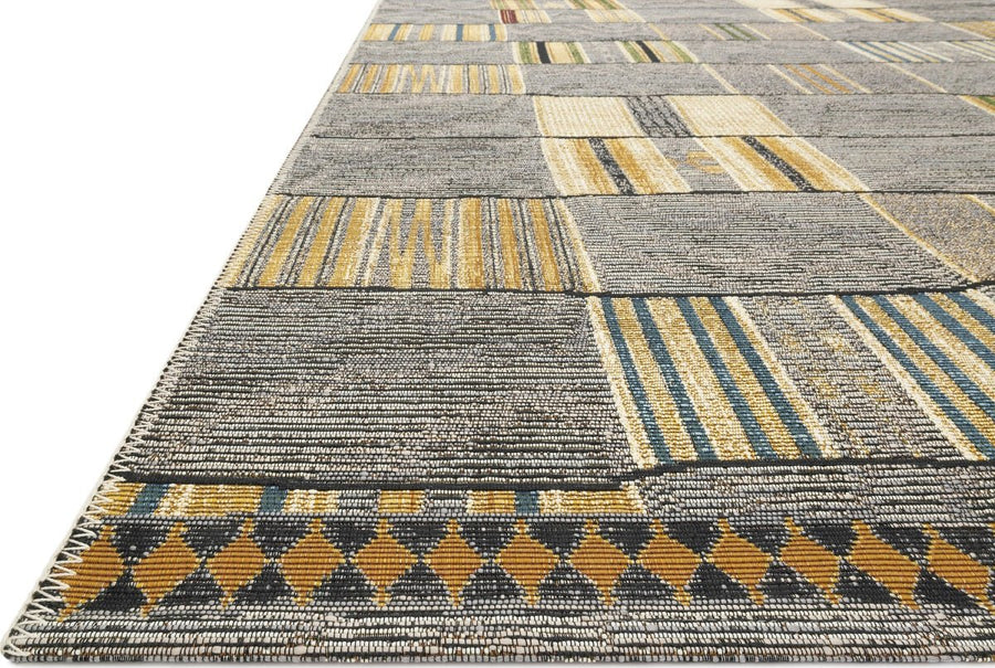 MIKA 10 INDOOR - OUTDOOR RUG: GRANITE, YELLOW MULTI