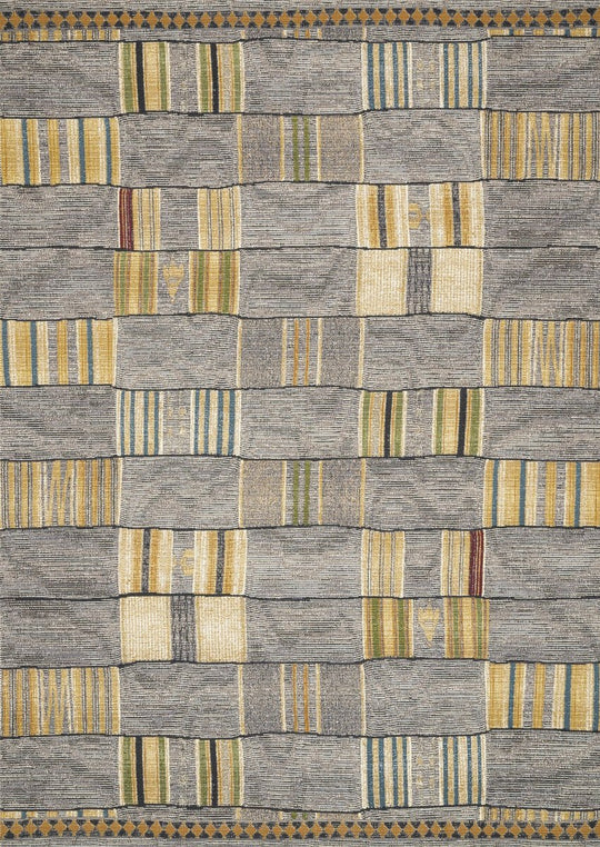 MIKA 10 INDOOR - OUTDOOR RUG: GRANITE, YELLOW MULTI