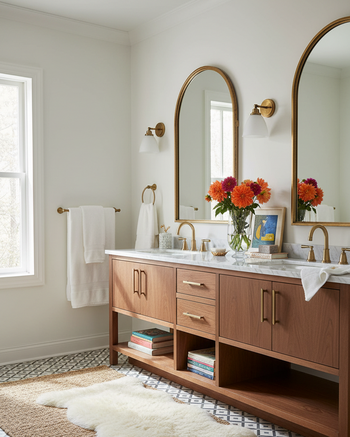 MILLIE ANTIQUE GOLD ARCHED VANITY MIRROR