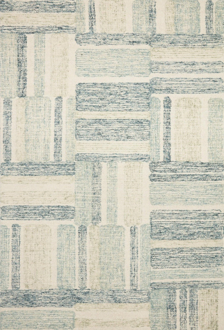 MILO HAND - TUFTED WOOL RUG: AQUA, DENIM