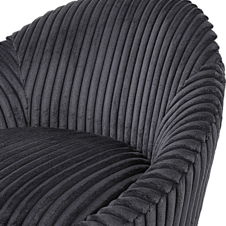 MINKA FLUTED GUNMETAL SHERPA CHENILLE SWIVEL CHAIR