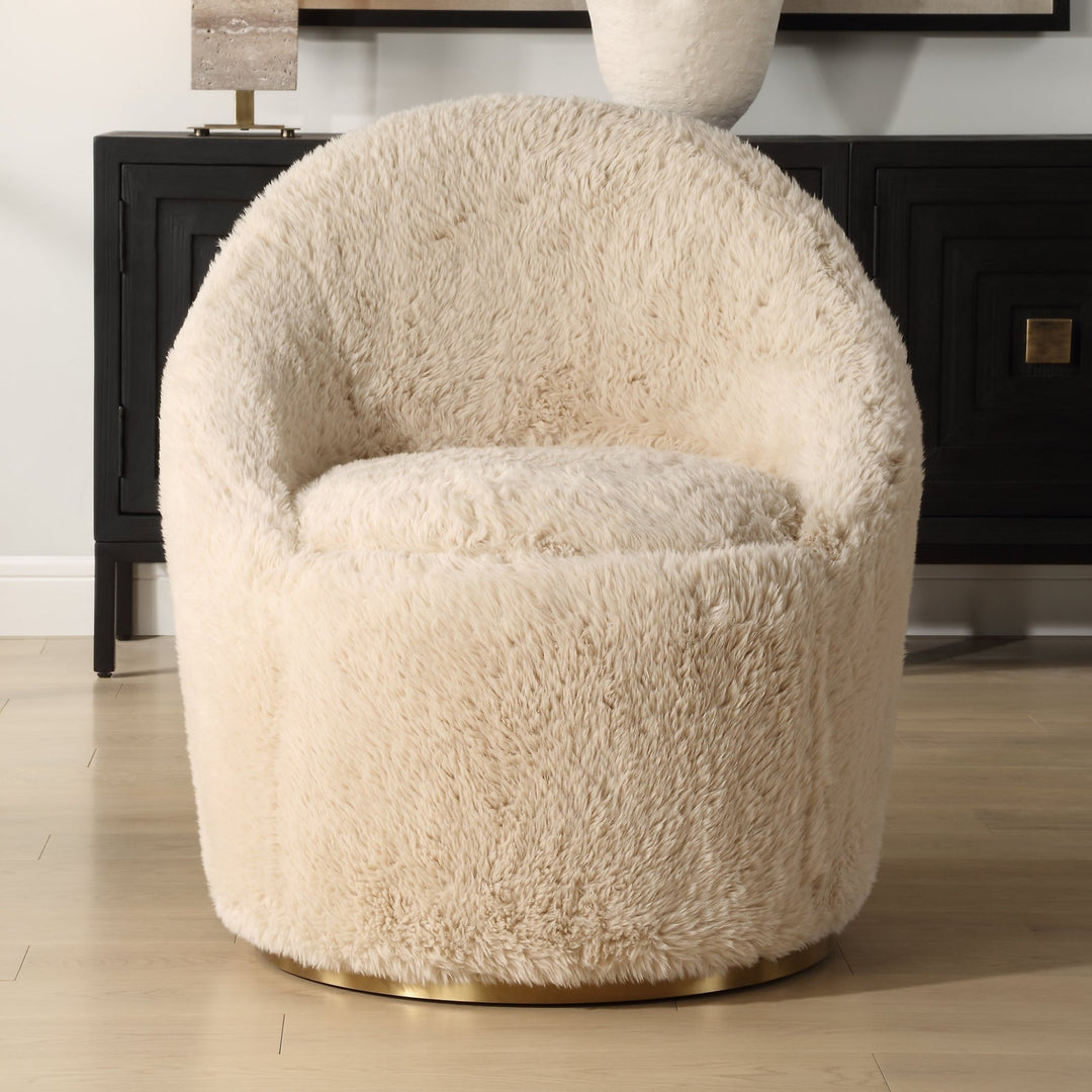 MINKA SHEEPSKIN SHAG SWIVEL CHAIR