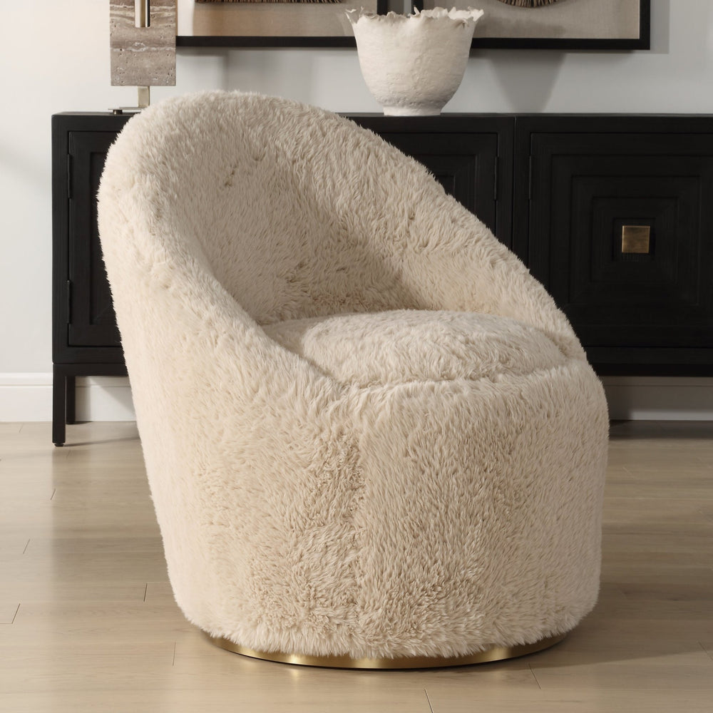 MINKA SHEEPSKIN SHAG SWIVEL CHAIR