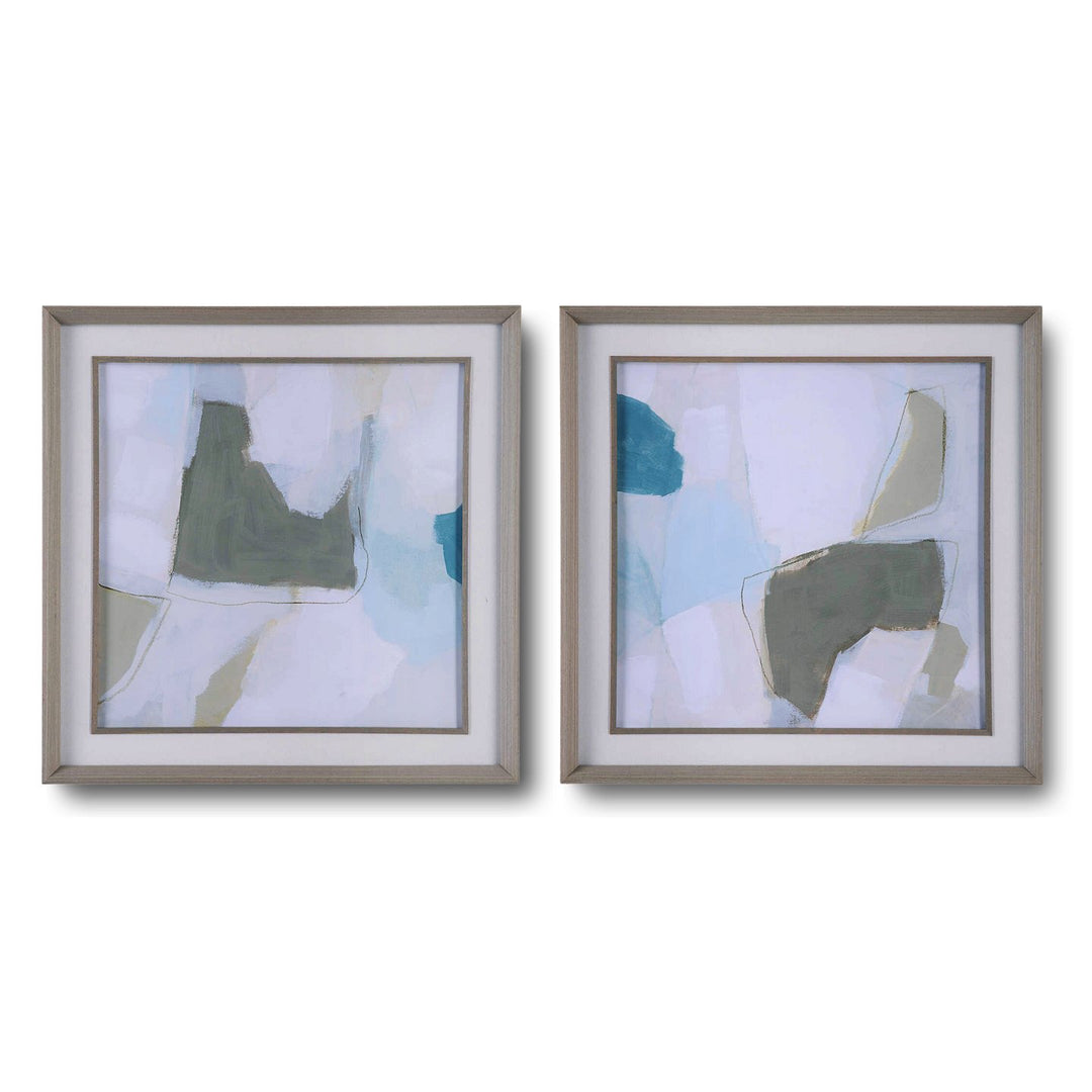 "MIST SHAPES" GLASS FRAMED PRINTS | SET OF 2