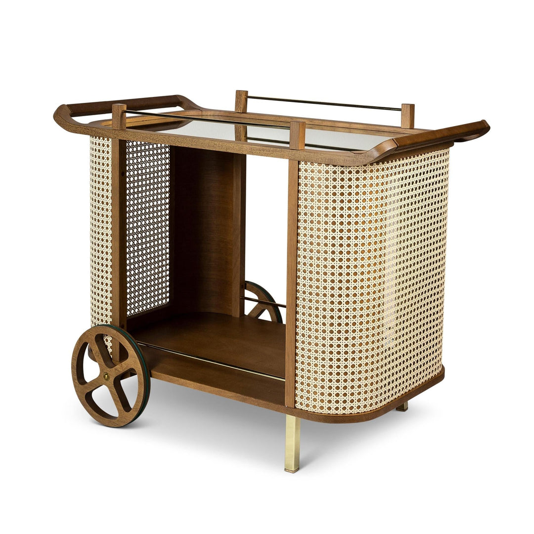 MODERN BRAZILIAN DINDA SOLID TAUARI WOOD BAR CART