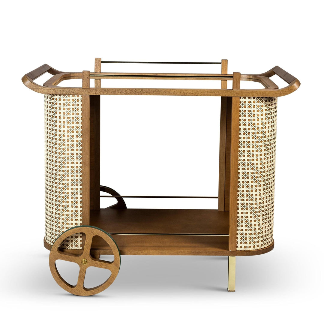 MODERN BRAZILIAN DINDA SOLID TAUARI WOOD BAR CART