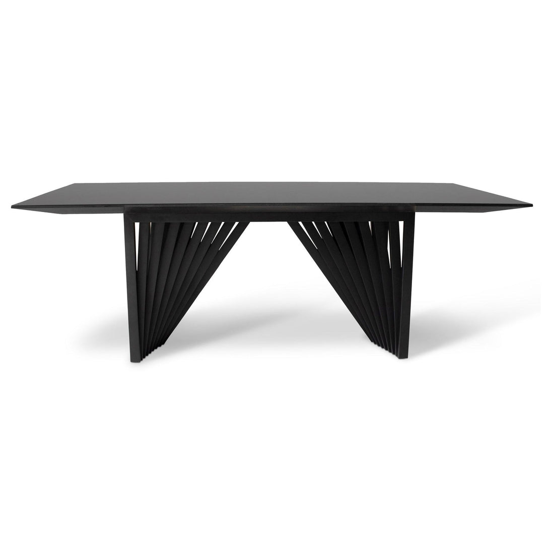 MODERN BRAZILIAN LAGUNA GLASS TOP RECTANGULAR DINING TABLE