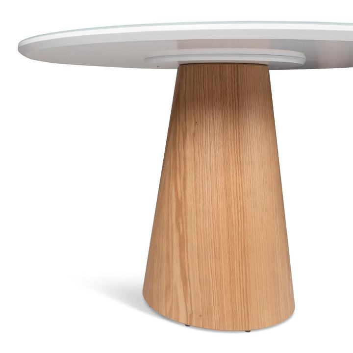 MODERN BRAZILIAN MONA GLASS TOP ROUND DINING TABLE