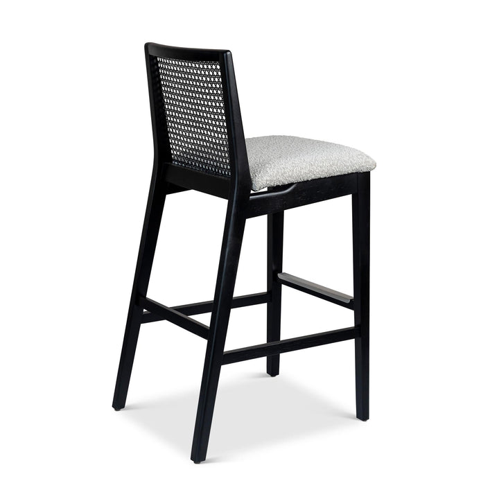 MODERN BRAZILIAN NARDIA CANE TAUARI WOOD BAR STOOL