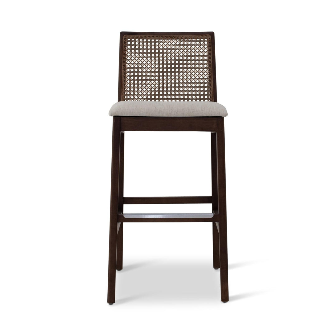 MODERN BRAZILIAN NARDIA CANE TAUARI WOOD BAR STOOL