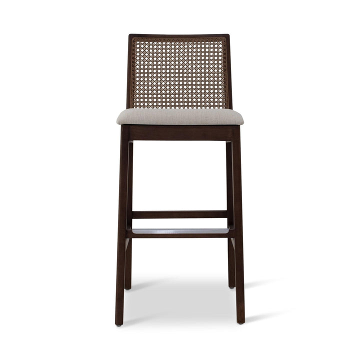 MODERN BRAZILIAN NARDIA CANE TAUARI WOOD BAR STOOL