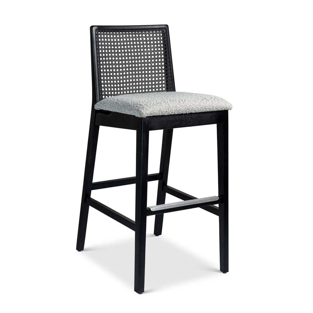 MODERN BRAZILIAN NARDIA CANE TAUARI WOOD BAR STOOL