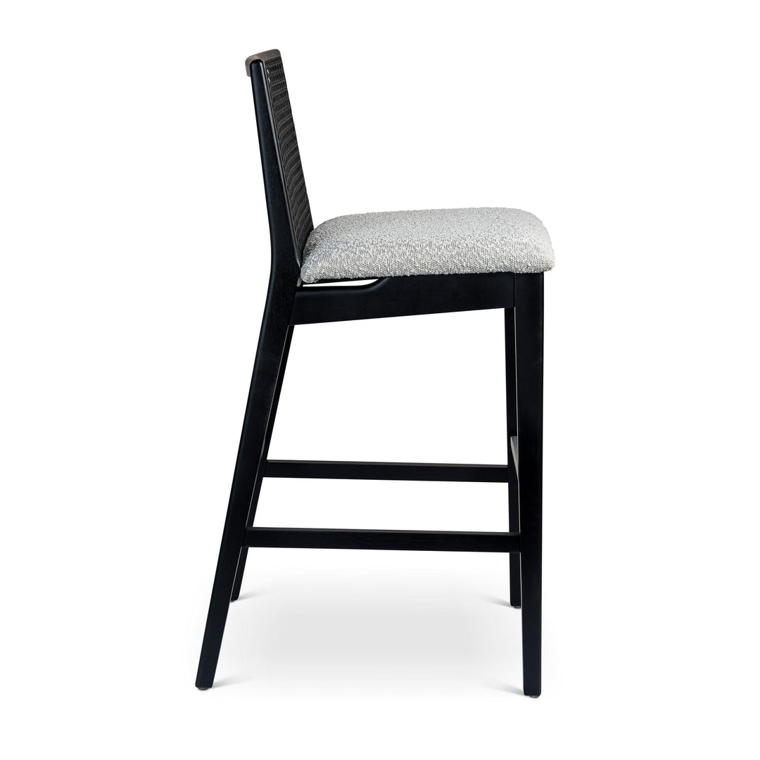 MODERN BRAZILIAN NARDIA CANE TAUARI WOOD BAR STOOL