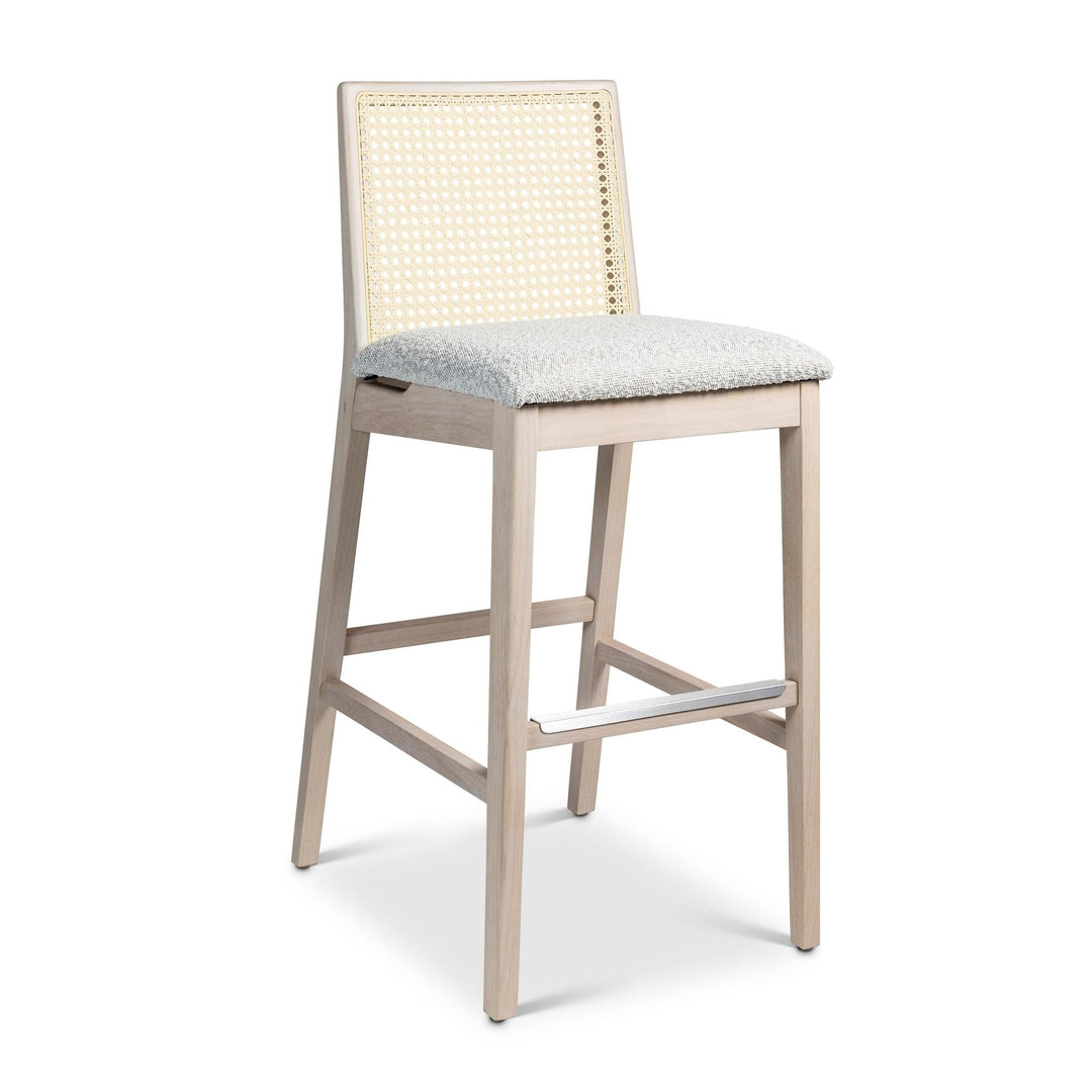 MODERN BRAZILIAN NARDIA CANE TAUARI WOOD BAR STOOL