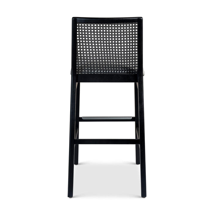 MODERN BRAZILIAN NARDIA CANE TAUARI WOOD BAR STOOL