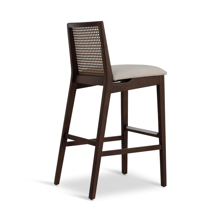 MODERN BRAZILIAN NARDIA CANE TAUARI WOOD BAR STOOL