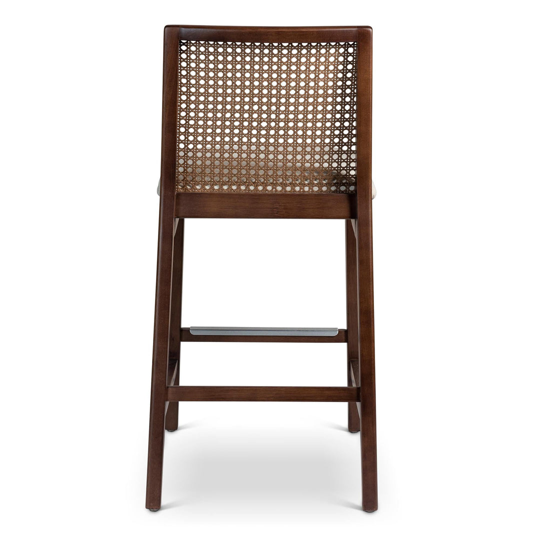 MODERN BRAZILIAN NARDIA CANE TAUARI WOOD COUNTER STOOL