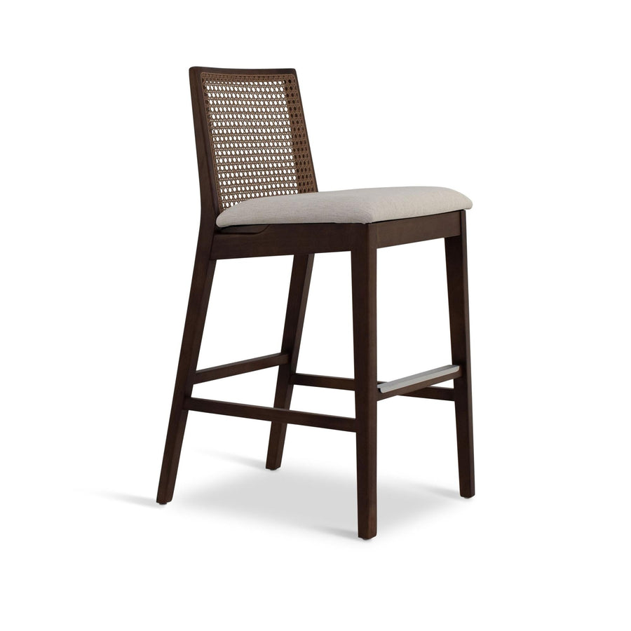 MODERN BRAZILIAN NARDIA CANE TAUARI WOOD COUNTER STOOL