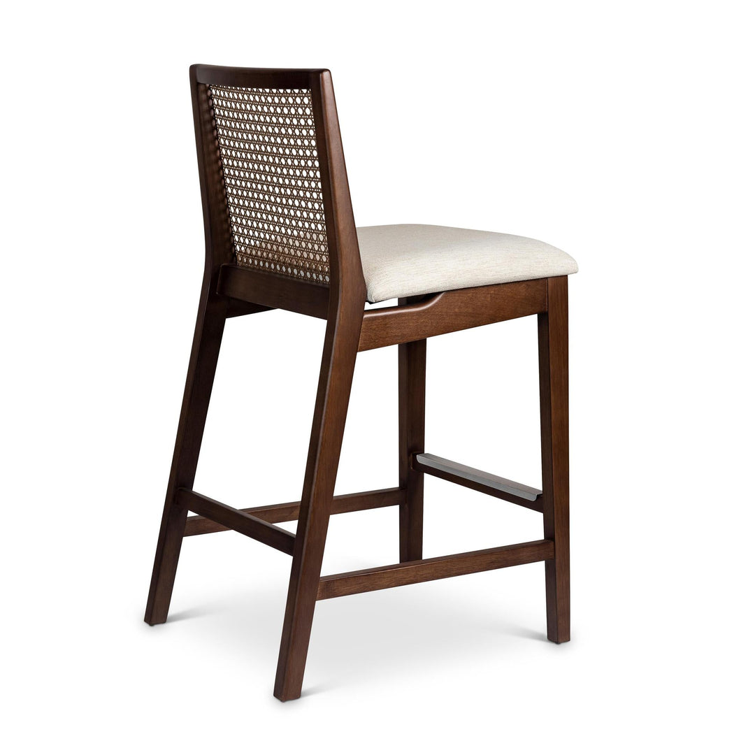 MODERN BRAZILIAN NARDIA CANE TAUARI WOOD COUNTER STOOL