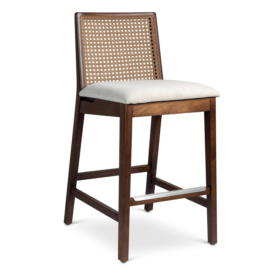 MODERN BRAZILIAN NARDIA CANE TAUARI WOOD COUNTER STOOL