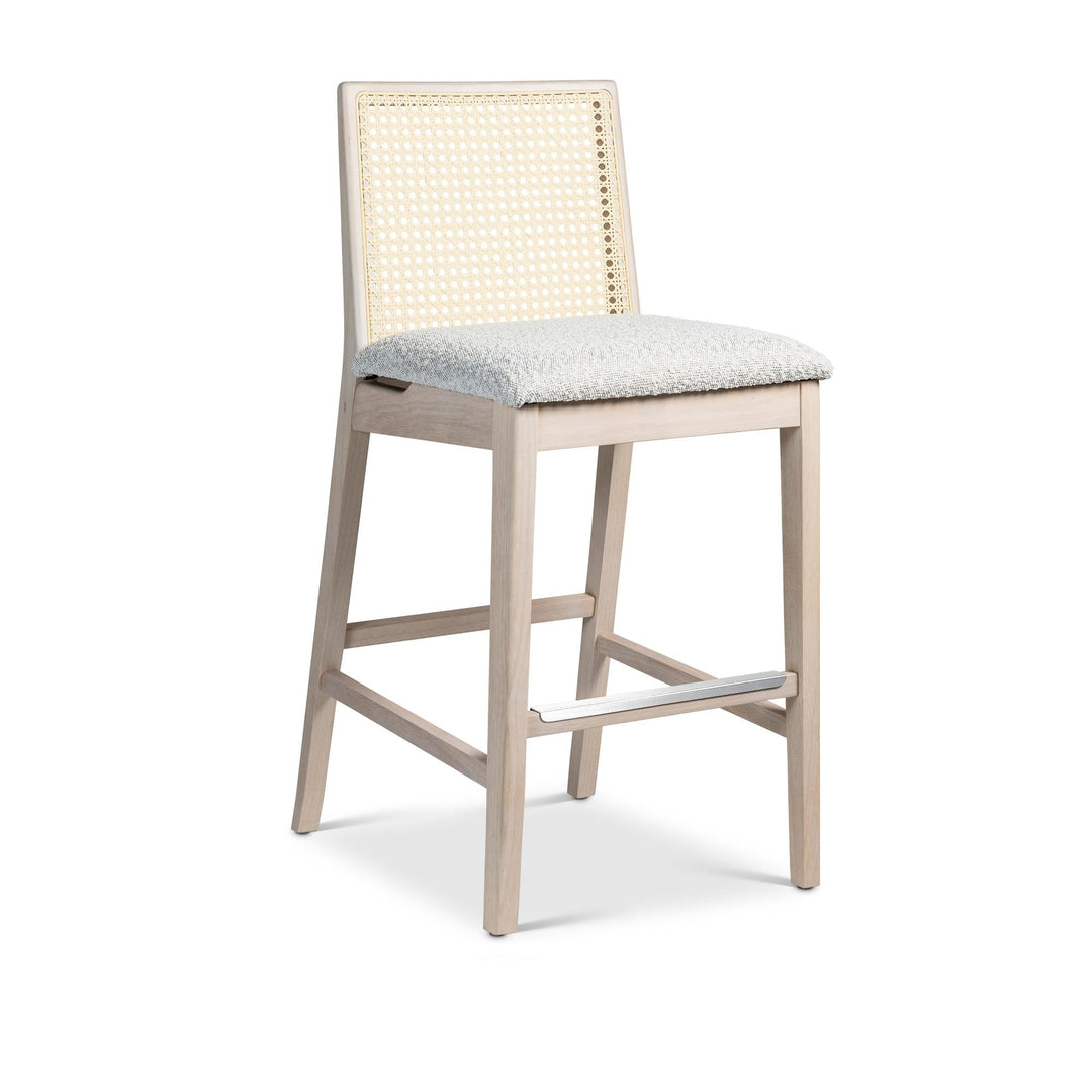 MODERN BRAZILIAN NARDIA CANE TAUARI WOOD COUNTER STOOL