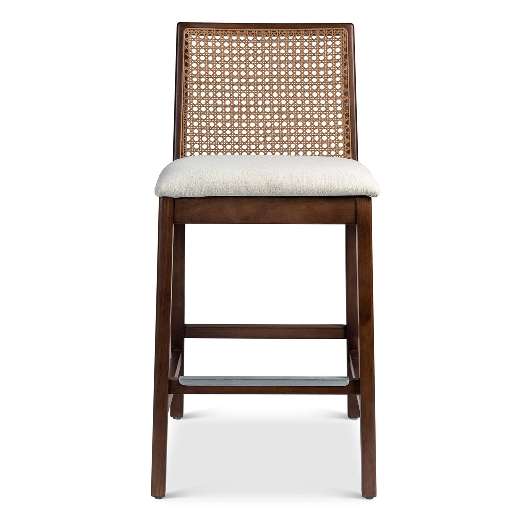 MODERN BRAZILIAN NARDIA CANE TAUARI WOOD COUNTER STOOL