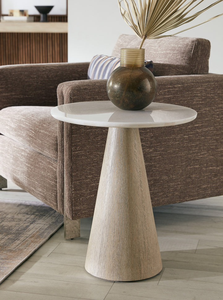 MODERN MOOD ROUND CONE SHAPE BASE ACCENT TABLE