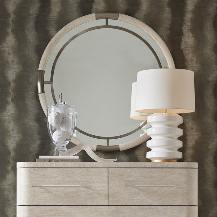 MODERN MOOD METAL ACCENTS ROUND MIRROR